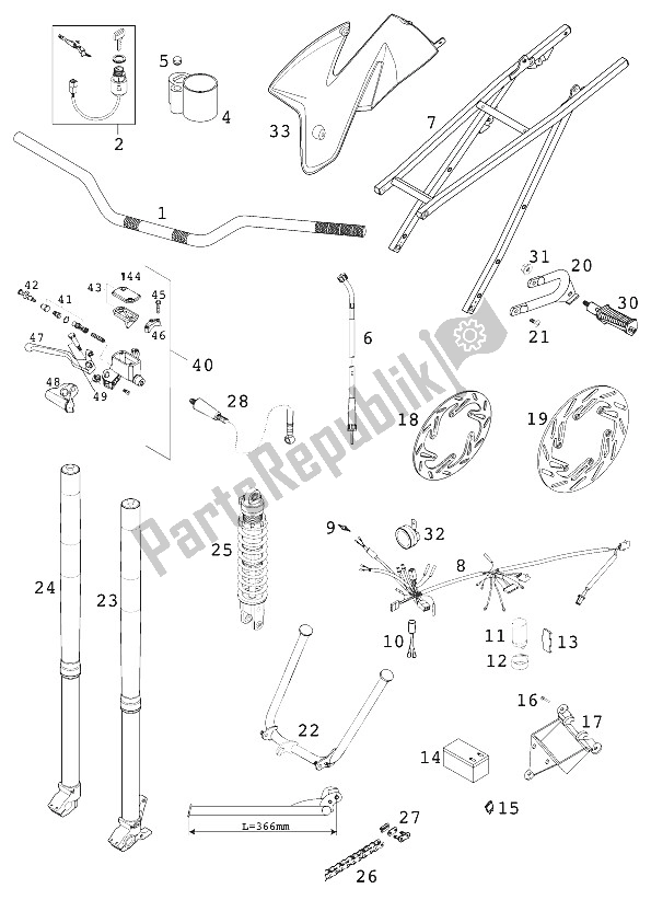 Tutte le parti per il Nuove Parti 200 Egs Singapur 2000 del KTM 125 SX USA 2000