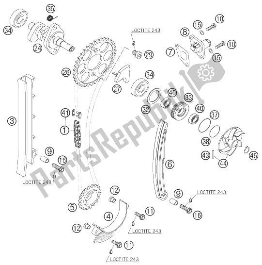 All parts for the Timing Drive of the KTM 450 EXC USA 2007