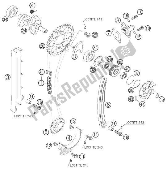 All parts for the Timing Drive of the KTM 560 SMR Europe 2007