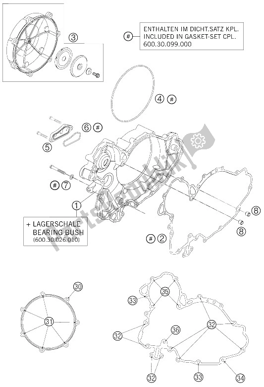 Toutes les pièces pour le Couvercle D'embrayage du KTM 990 Adventure Orange ABS 09 Australia United Kingdom 2009