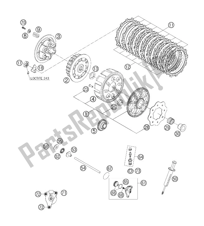 All parts for the Clutch of the KTM 250 EXC Europe 2006