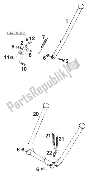 All parts for the Stand Main - Stand Side '93 of the KTM 250 EXC M O 13 LT USA 1997