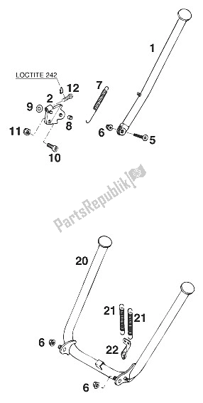 All parts for the Stand Main - Stand Side '93 of the KTM 300 EXC M O Europe 1997