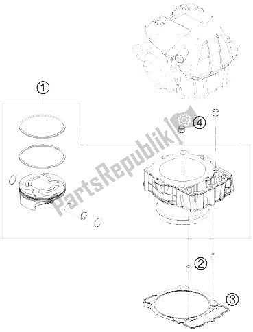 All parts for the Cylinder of the KTM 450 EXC Europe 2016