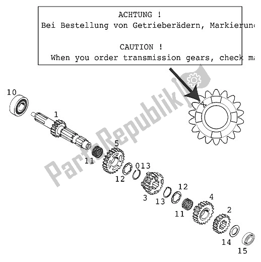 Tutte le parti per il Trasmissione I 250/300/380 del KTM 250 MXC USA 2001