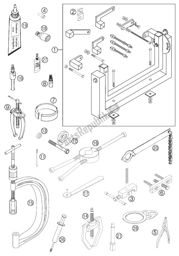 All parts for the Special Tools 250/450/525 of the KTM 250 EXC Racing Europe 2004