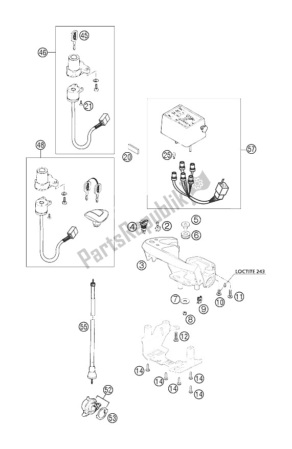 All parts for the Speedometer of the KTM 400 LS E MIL Europe 2005