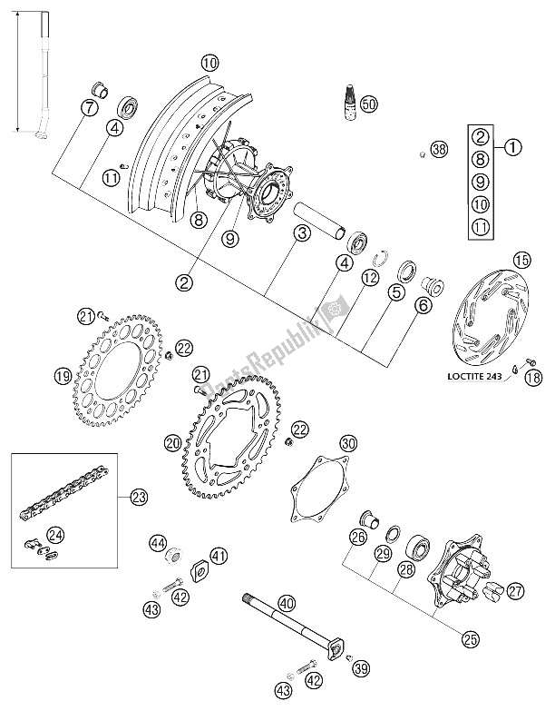 Toutes les pièces pour le Dumper De Roue Arrière Lc4 Supermoto du KTM 640 LC 4 E Supermoto ROT USA 2002