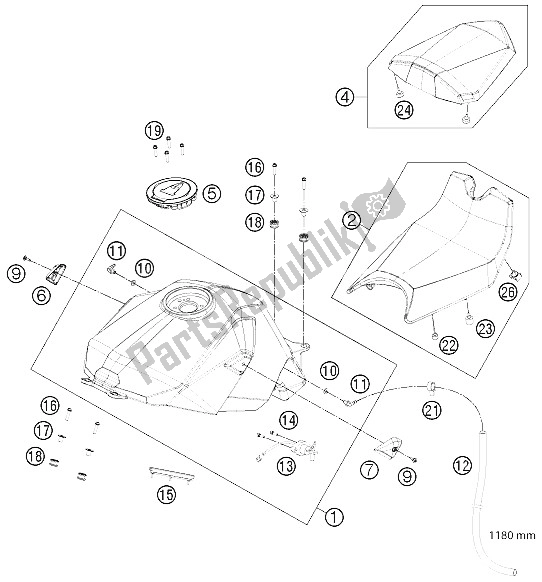 All parts for the Tank, Seat, Cover of the KTM 1190 RC8 R White USA 2012