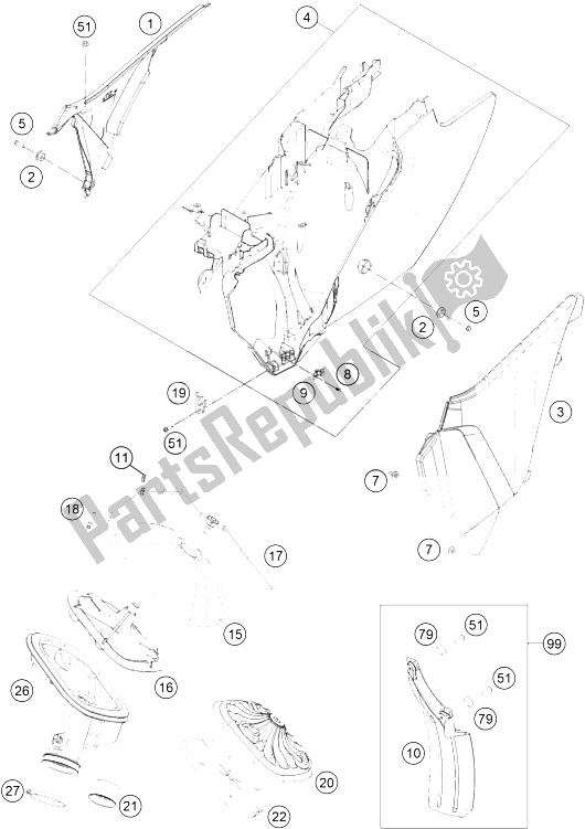 All parts for the Air Filter of the KTM 250 EXC F Europe 2016