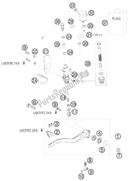 All parts for the Rear Brake Control of the KTM 690 Supermoto R Australia United Kingdom 2008