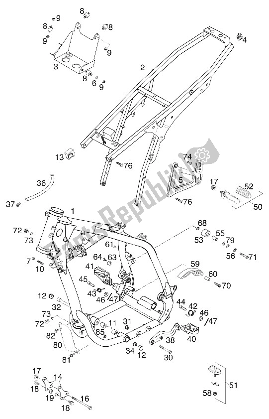 All parts for the Frame , 400/640 Lc4 20 of the KTM 640 LC4 E Super Moto Europe 2000