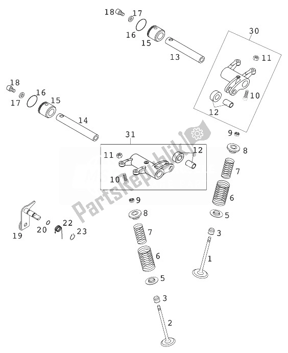 Tutte le parti per il Valvole 400/520 Racing 200 del KTM 400 EXC E Racing Europe 1999