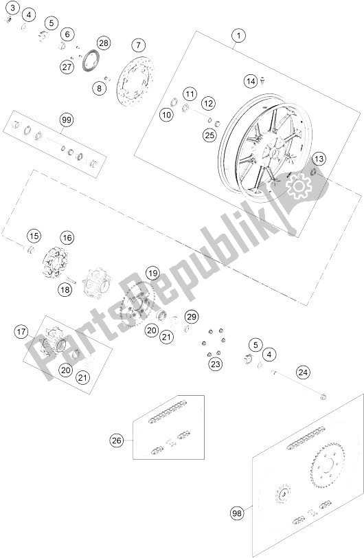 Todas las partes para Rueda Trasera de KTM 125 Duke Orange ABS Europe 2016