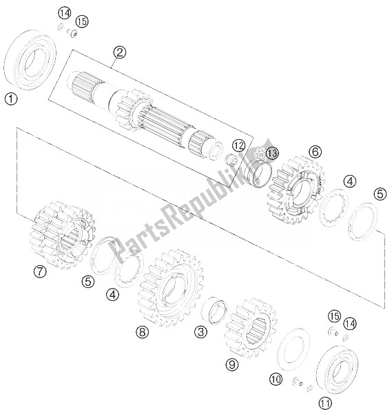 Tutte le parti per il Trasmissione I - Albero Principale del KTM 690 Duke Black USA 2010