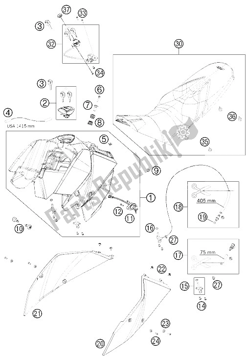 All parts for the Tank, Seat, Cover of the KTM 690 Duke R Europe 2011