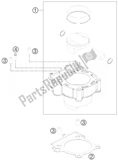 All parts for the Cylinder of the KTM 250 EXC F Europe 2013