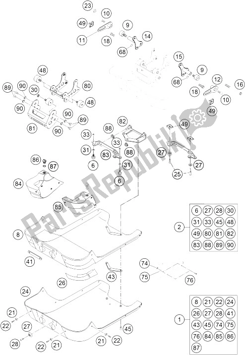 All parts for the Engine Guard of the KTM 660 Rallye Factory Repl Europe 2005