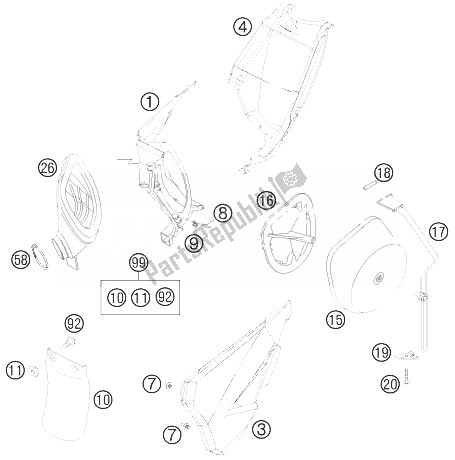 Todas las partes para Filtro De Aire de KTM 85 SX 17 14 Europe 2010