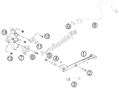 Tutte le parti per il Cavalletto Laterale / Centrale del KTM 1190 RC8 R Black France 2011