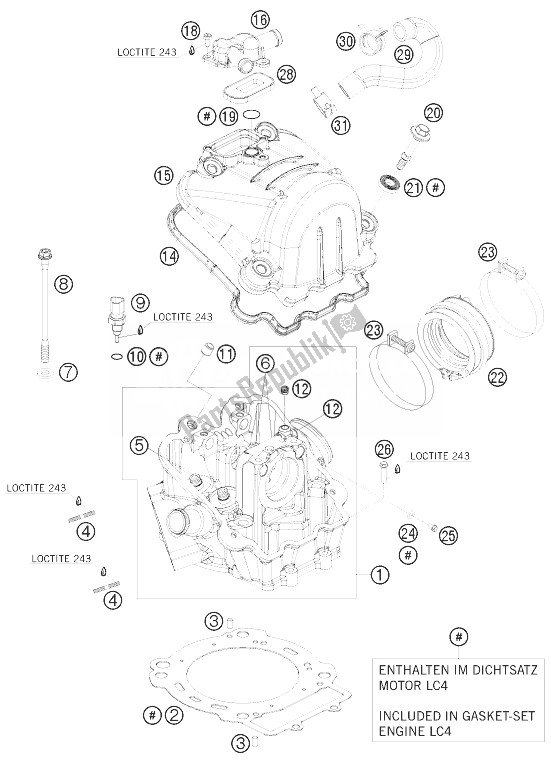 Tutte le parti per il Testata del KTM 690 Duke Black Europe 2010