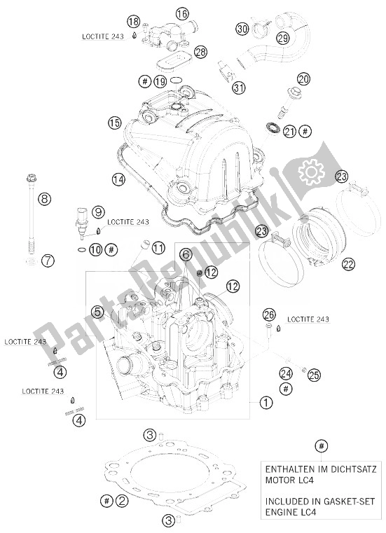 Tutte le parti per il Testata del KTM 690 Duke R Australia United Kingdom 2010