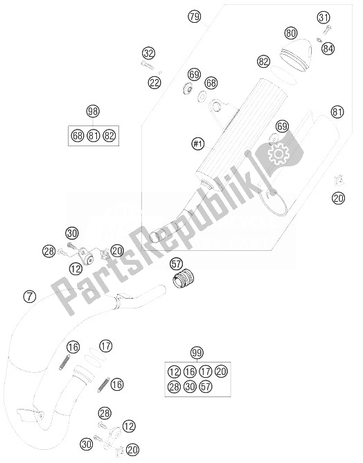 Tutte le parti per il Impianto Di Scarico del KTM 85 SX 17 14 Europe 2010