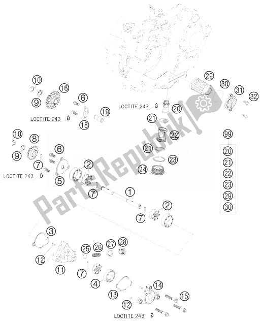All parts for the Lubricating System of the KTM 450 SX F Fact Repl Nagl Europe 2010