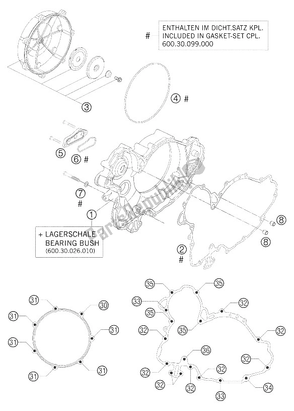 Toutes les pièces pour le Couvercle D'embrayage du KTM 990 Adventure Orange ABS Europe 2006
