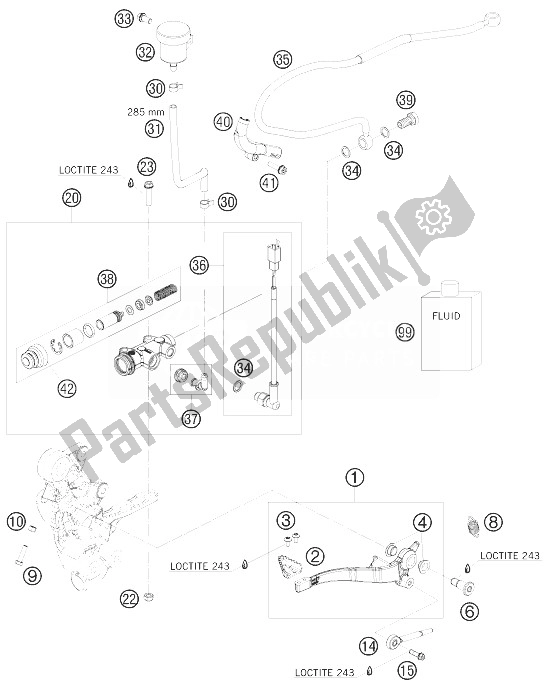 Wszystkie części do Sterowanie Tylnym Hamulcem KTM 690 Enduro R USA 2010