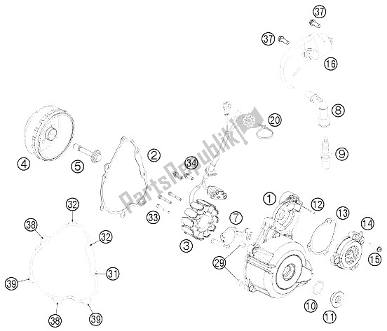 Toutes les pièces pour le Système De Mise à Feu du KTM 250 XCF W USA 2012