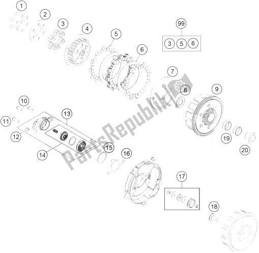 All parts for the Clutch of the KTM 65 SXS USA 2014