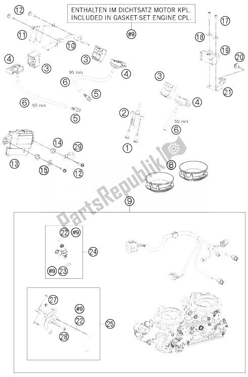 Tutte le parti per il Corpo Farfallato del KTM 1190 RC8 R White Europe 2014