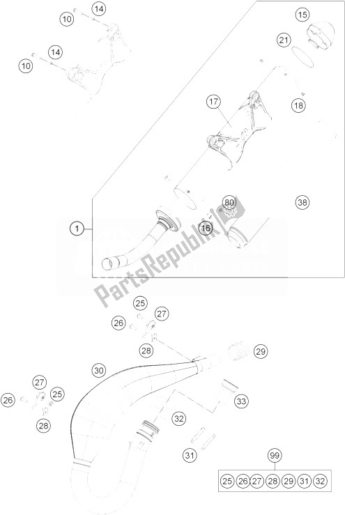 Toutes les pièces pour le Système D'échappement du KTM 250 EXC Europe 2014