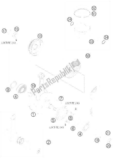 All parts for the Crankshaft, Piston of the KTM 450 XC ATV Europe 2008