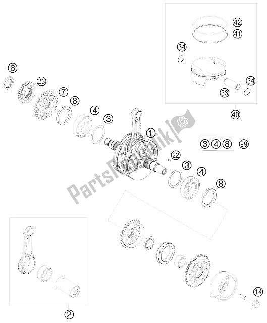 All parts for the Crankshaft, Piston of the KTM 450 XC F USA 2009