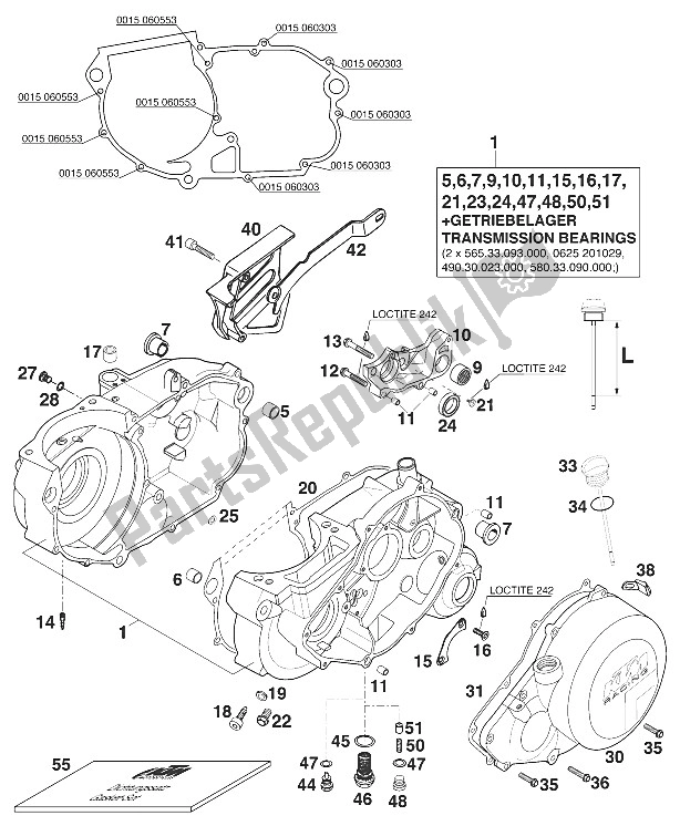 All parts for the Crankcase 620 Sx ' of the KTM 400 SXC USA 2000