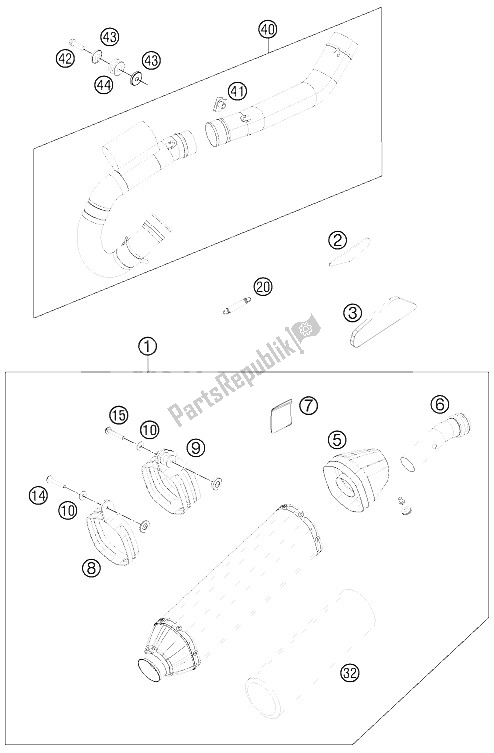 Todas las partes para Sistema De Escape de KTM 350 SX F Cairoli Replica 12 Europe 2012