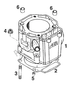 All parts for the Cylinder 400-620 Sx,sc,egs of the KTM 400 EGS 20 KW 11 LT Orange Europe 1997