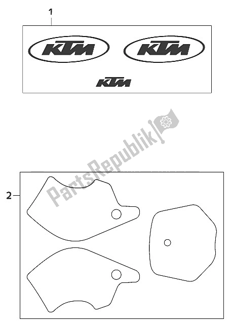 Tutte le parti per il Set Di Decalcomanie 65sx 2001 del KTM 65 SX Europe 600116 2001