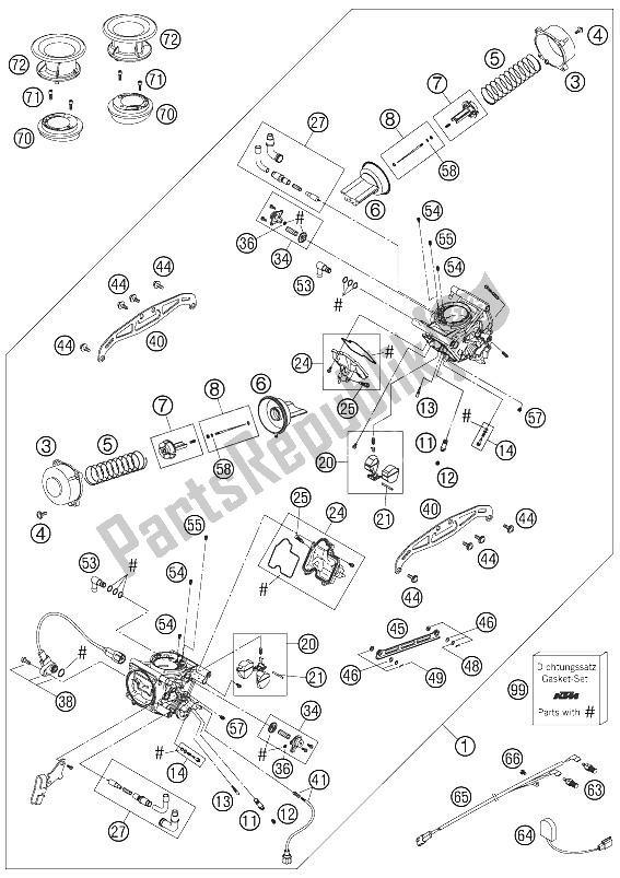 Tutte le parti per il Carburatore del KTM 950 Supermoto R USA 2008