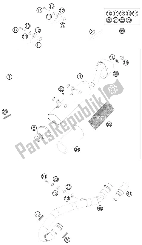 All parts for the Exhaust System of the KTM 450 EXC R Europe 1 2008