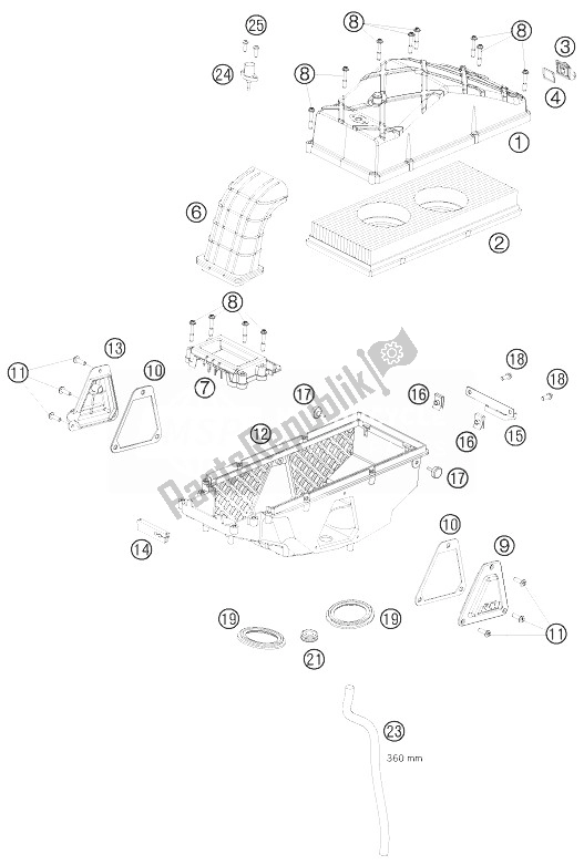 Toutes les pièces pour le Boîte De Filtre à Air du KTM 990 Supermoto T Silver Europe 2010