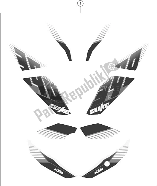 All parts for the Decal of the KTM 390 Duke White ABS B D 16 Australia 2016