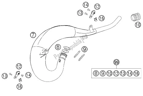 Wszystkie części do Rura Wydechowa KTM 125 SX Europe 2006