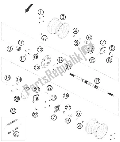 All parts for the Rear Wheel of the KTM 450 XC ATV Europe 2009