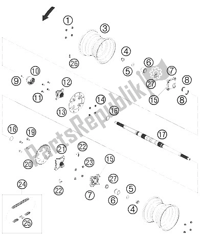 Alle onderdelen voor de Achterwiel van de KTM 525 XC ATV Europe 2011