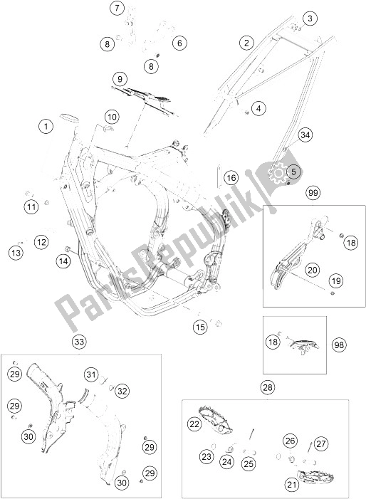 All parts for the Frame of the KTM 250 SX F Europe 2016