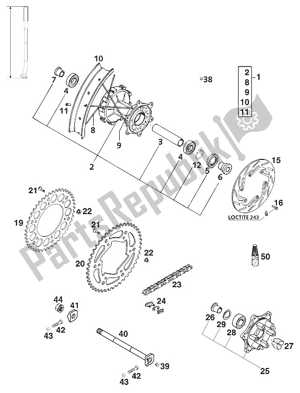 All parts for the Rear Wheel With Damper Lc4 200 of the KTM 640 Adventure R Australia 2001