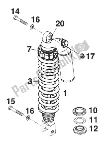 All parts for the Rear Suspension Wp Duke '99 of the KTM 640 Duke II Lime United Kingdom 2001